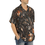 Hawaiian Shirt Shiny Metallic Leaves in Swirls