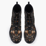 Casual Leather Chunky Boots Shiny Metallic Leaves in Swirls