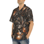 Hawaiian Shirt Shiny Metallic Leaves in Swirls