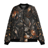 Bomber Jacket Shiny Metallic Leaves in Swirls