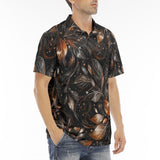 Men's Polo Shirt Shiny Metallic Leaves in Swirls