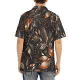 Hawaiian Shirt Shiny Metallic Leaves in Swirls