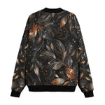 Bomber Jacket Shiny Metallic Leaves in Swirls