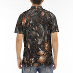 Men's Polo Shirt Shiny Metallic Leaves in Swirls