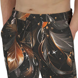 Men's Sweatpants Shiny Metallic Leaves in Swirls