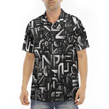 Men's Polo Shirt Black and White Letters Art