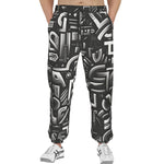 Men's Sweatpants Black and White Letters Art