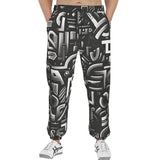 Men's Sweatpants Black and White Letters Art