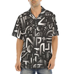 Hawaiian Shirt Black and White Letters Art