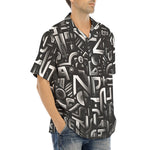 Hawaiian Shirt Black and White Letters Art