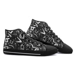 High-Top Canvas Shoes Black and White Letters Art