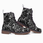 Leather Boots Black and White Letters Art