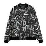 Bomber Jacket Black and White Letters Art
