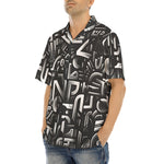 Hawaiian Shirt Black and White Letters Art