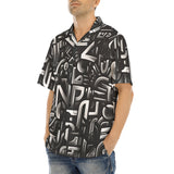 Hawaiian Shirt Black and White Letters Art