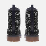 Leather Boots Black and White Letters Art