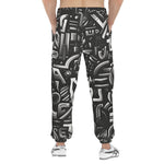 Men's Sweatpants Black and White Letters Art