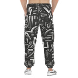 Men's Sweatpants Black and White Letters Art