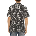 Hawaiian Shirt Black and White Letters Art