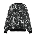 Bomber Jacket Black and White Letters Art