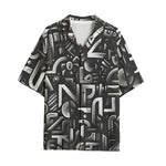 Hawaiian Shirt Black and White Letters Art