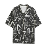 Hawaiian Shirt Black and White Letters Art