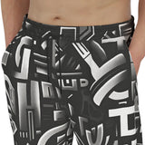 Men's Sweatpants Black and White Letters Art