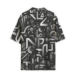 Hawaiian Shirt Black and White Letters Art