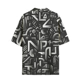 Hawaiian Shirt Black and White Letters Art