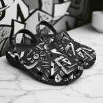 Classic Clogs Black and White Letters Art