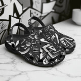 Classic Clogs Black and White Letters Art