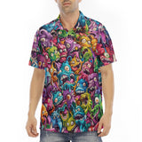 Men's Polo Shirt Colorful Cartoon Monsters
