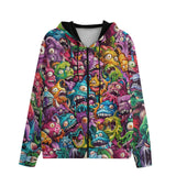 Men's Zip Up Hoodie Colorful Cartoon Monsters