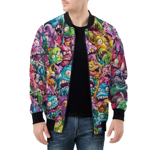 Bomber Jacket Colorful Cartoon Monsters