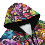 Men's Zip Up Hoodie Colorful Cartoon Monsters