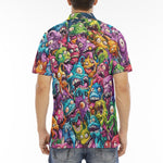 Men's Polo Shirt Colorful Cartoon Monsters