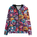 Men's Zip Up Hoodie Colorful Cartoon Monsters