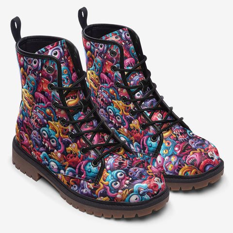 Leather Boots Colorful Cartoon Monsters