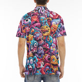 Men's Polo Shirt Colorful Cartoon Monsters