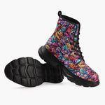 Casual Leather Chunky Boots Colorful Cartoon Monsters