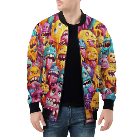 Bomber Jacket Colorful Cartoon Monsters