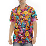 Men's Polo Shirt Colorful Cartoon Monsters