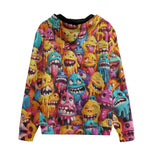 Men's Zip Up Hoodie Colorful Cartoon Monsters