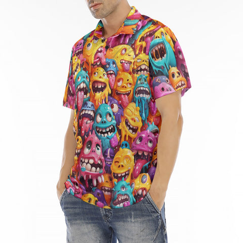 Men's Polo Shirt Colorful Cartoon Monsters