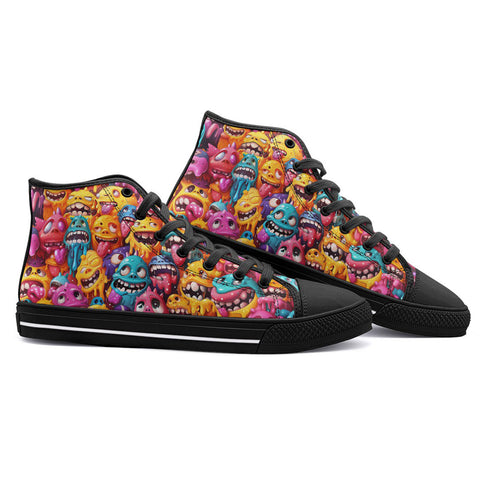 High-Top Canvas Shoes Colorful Cartoon Monsters