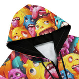 Men's Zip Up Hoodie Colorful Cartoon Monsters