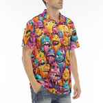 Men's Polo Shirt Colorful Cartoon Monsters