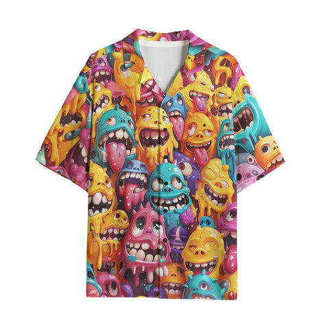 Hawaiian Shirt Colorful Cartoon Monsters