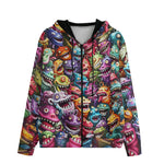 Men's Zip Up Hoodie Colorful Cartoon Monsters