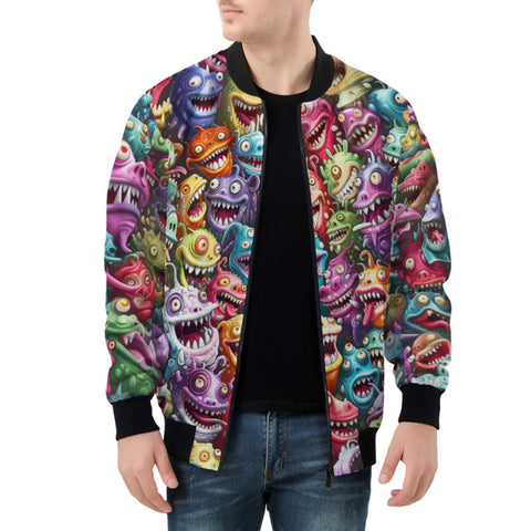 Bomber Jacket Colorful Cartoon Monsters